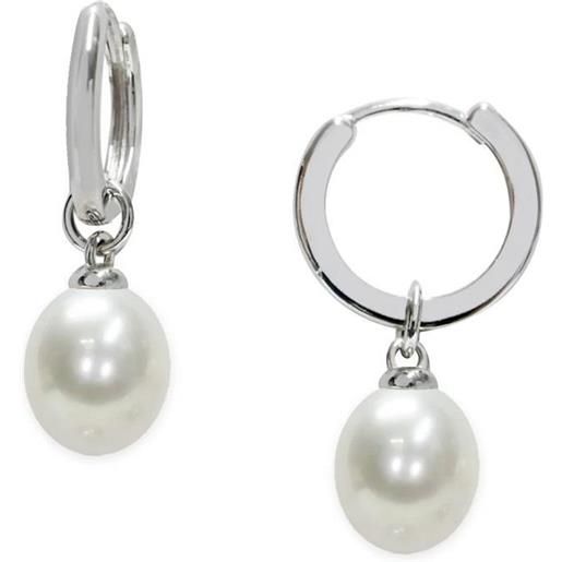 MAYUMI orecchini a cerchio in argento con perla