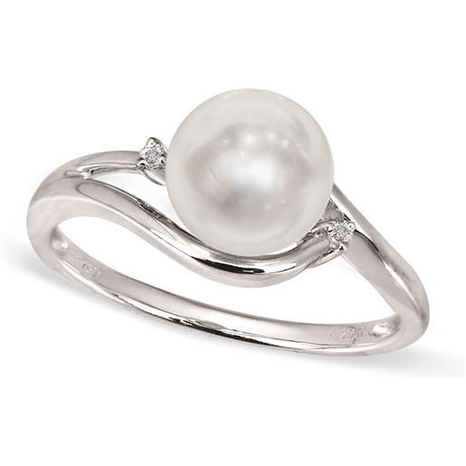 MAYUMI anello in oro bianco 18kt con perla akoya e diamanti