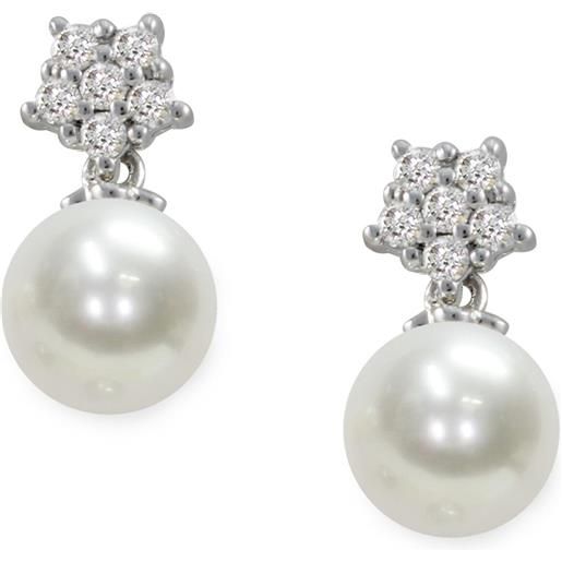 MAYUMI orecchini in oro bianco 18kt con perla akoya e diamanti