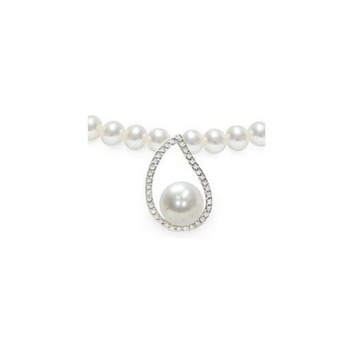 MAYUMI collana in argento con perle piena perlagione e zirconi
