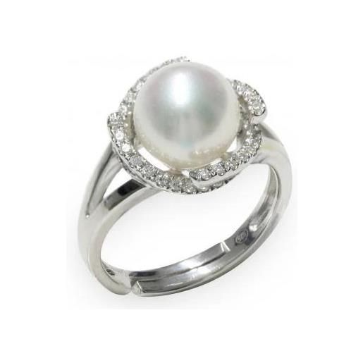 MAYUMI anello in argento con perla e zirconi