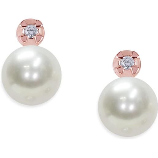 MAYUMI orecchini in oro rosa con perla e diamanti