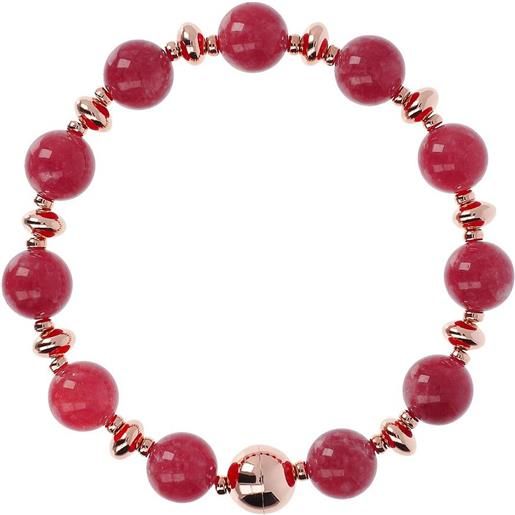 BELROSE BY BRONZALLURE bracciale placcato in oro con quarzite rossa