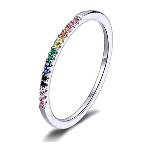 Qings anello in argento sterling 925 anello color zircone ultra sottile regalo sorpresa per donna