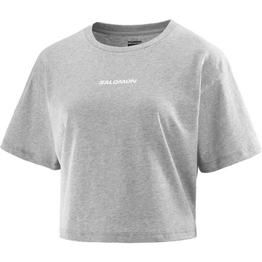 Salomon - t-shirt corta - logo twist ss tee w heather grey per donne in cotone - taglia xs, s, m, l - grigio