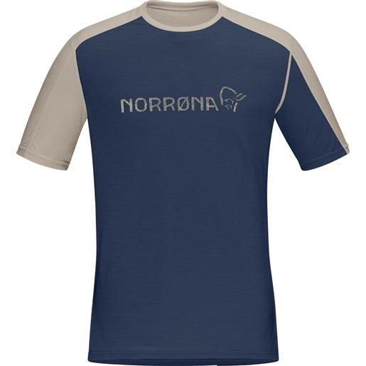 Norrona - t-shirt in lana merino - falketind equaliser merino t-shirt m's indigo night/pure cashmere per uomo - taglia s, m, l, xl - blu navy