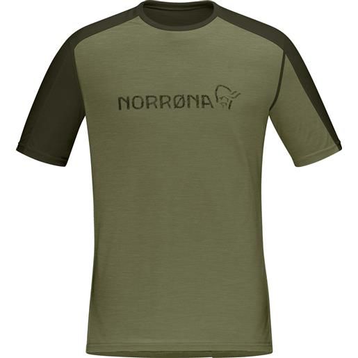 Norrona - t-shirt in lana merino - falketind equaliser merino t-shirt m's olive night/rosin per uomo - taglia s, m, l, xl - kaki