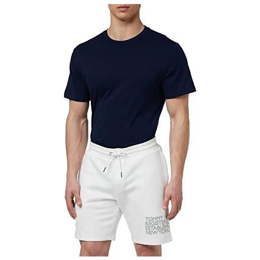 Tommy Hilfiger pantaloncini in felpa uomo badged graphic cargo short corti, bianco (white), m