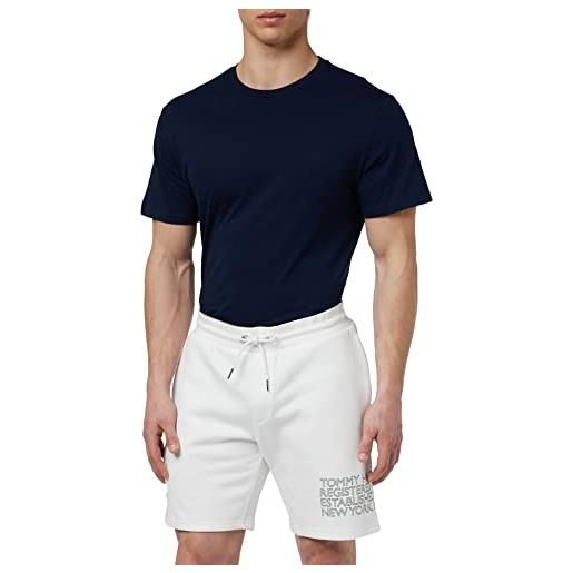 Tommy Hilfiger pantaloncini in felpa uomo badged graphic cargo short corti, blu (desert sky), l