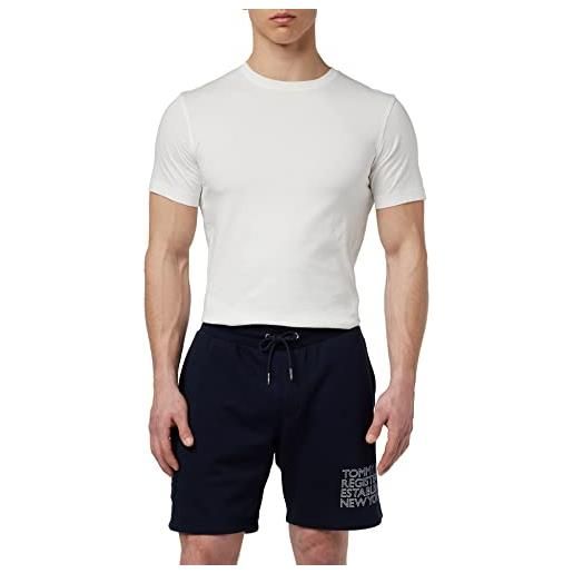 Tommy Hilfiger pantaloncini in felpa uomo badged graphic cargo short corti, bianco (white), s