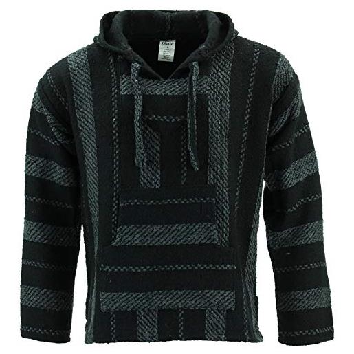 Siesta maglione messicano (baja, jerga) con cappuccio, xxl