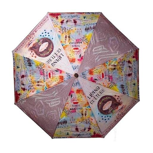 Anekke | ombrello pieghevole apertura chiusura automatica collezione menire | ombrello tascabile donna design originale fantasia | multicolore, multicolore, 98 x 56 cm