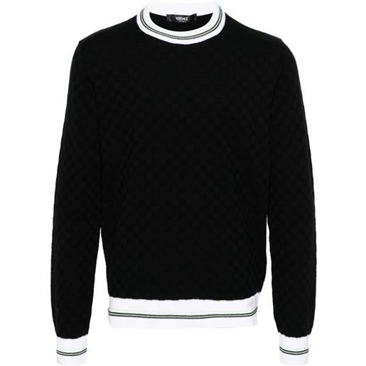 Versace maglione contrasto a quadri - nero