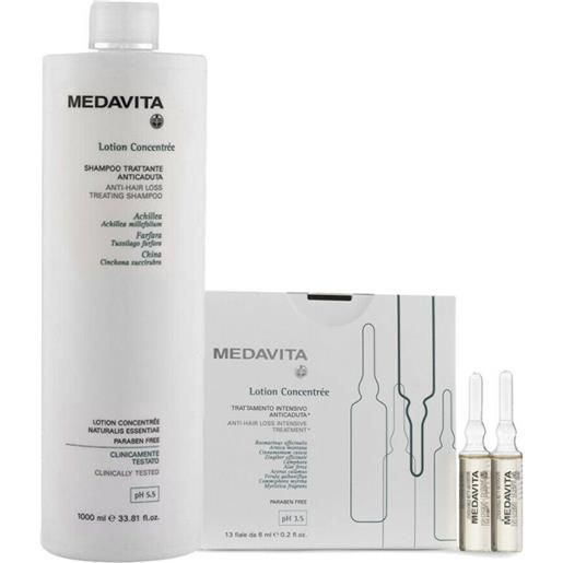 Medavita lotion concentree shampoo donna+fiale anticaduta donna 1000ml+13x6ml - kit anti-caduta donna capelli fragili