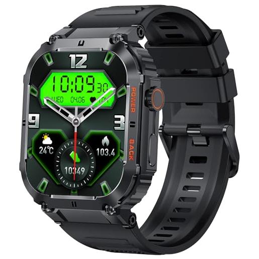 EIGIIS smartwatch uomo militari chiamate bluetooth 1.96 orologio fitness tracker con 100+ modalità sportive contapassi sonno cardiofrequenzimetro da polso notifiche impermeabile smart watch per android ios