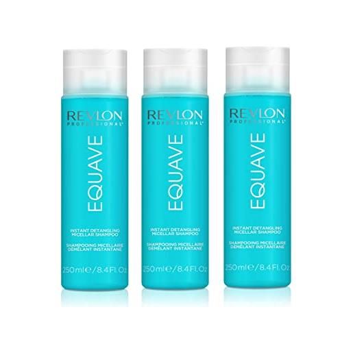 REVLON PROFESSIONAL revlon shampoo professionale hydro instant detangling micellar, revlon professional equave, idratante, 250 ml, confezione da 3