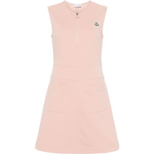 Moncler abito corto con applicazione logo - rosa
