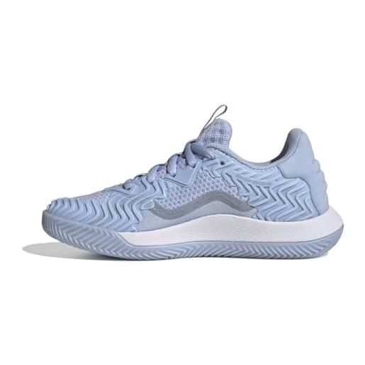 Adidas sole. Match control w clay, sneaker donna, blue dawn/matte silver/ftwr white, 43 1/3 eu