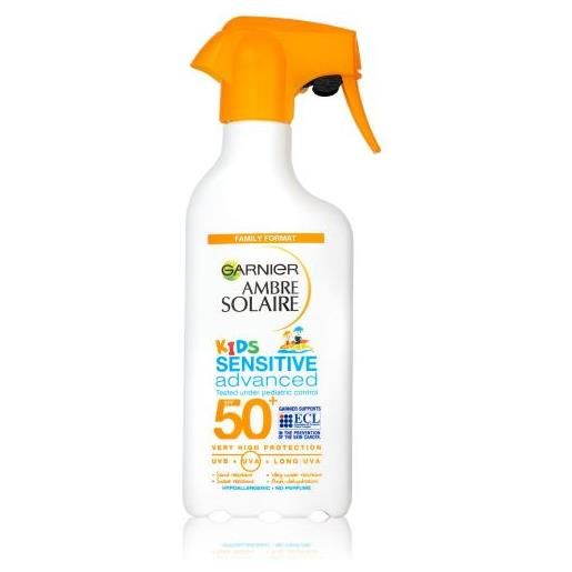 Garnier ambre solaire kids sensitive advanced spray spf50+ lozione abbronzante spray impermeabile 270 ml
