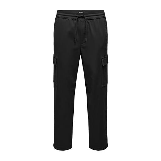 Only & sons onssinus cargo 0013-pantaloni bf cscbo pantaloni in tessuto, nero, l uomo