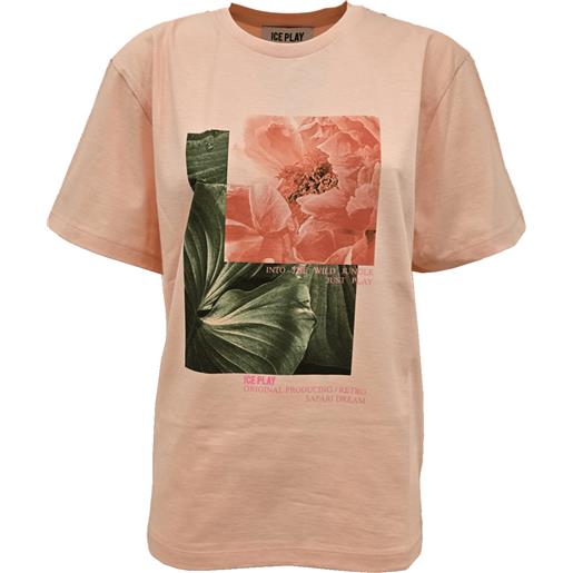 Ice play t-shirt con stampa colore rosa