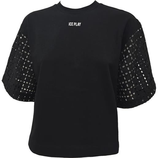 Ice play t-shirt con ricami colore nero