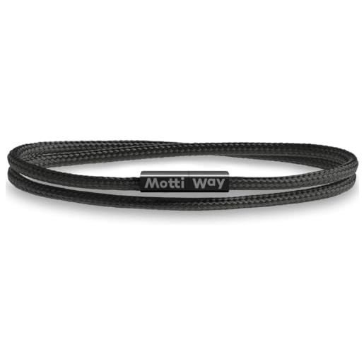 Motti Way braccialetti uomo e donne magnetico nautici corda nero, unisex bracciale impermeabile marinaio, taglia xxl