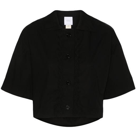 Patou camicia crop con applicazione ondulata - nero