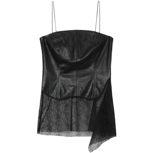 Helmut Lang sheer leather top - nero