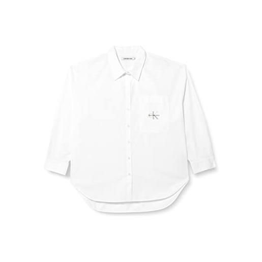 Calvin Klein jeans plus monologo relaxed shirt j20j220144 top in tessuto, bianco (bright white), xxl donna