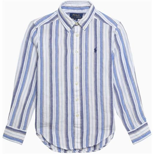 Polo Ralph Lauren camicia button-down a righe bianche/blu in lino