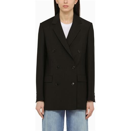Loewe giacca doppiopetto nera in lana e mohair