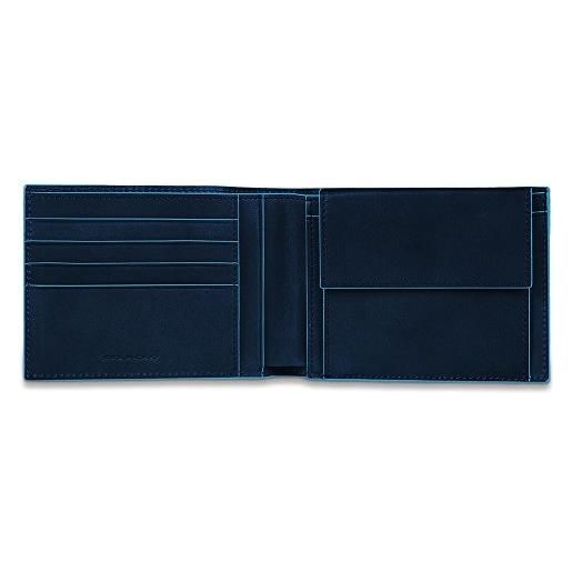 Piquadro blue square portamonete con 4 alloggiamenti per carte di credito, 12 cm, 0.43 litri, blu notte
