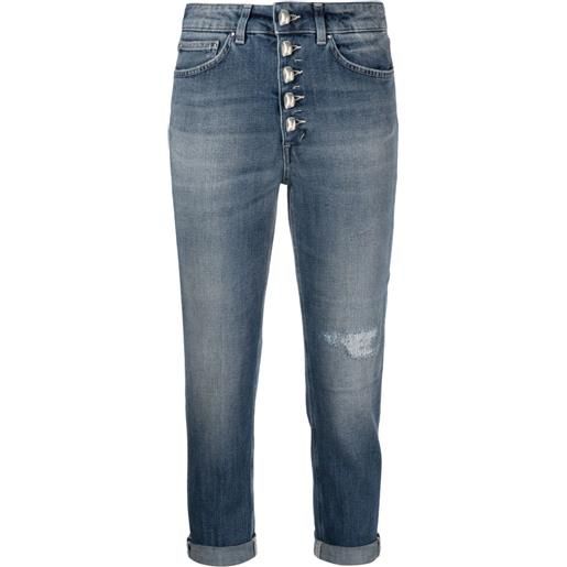 DONDUP jeans crop con bottoni - blu