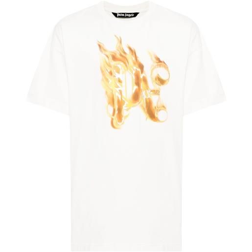 Palm Angels t-shirt burning monogram - bianco
