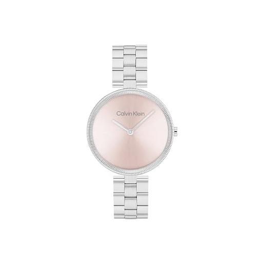 Calvin Klein orologio analogico al quarzo da donna collezione gleam con cinturino in acciaio inossidabile con cinturino in acciaio inossidabile - 25100015