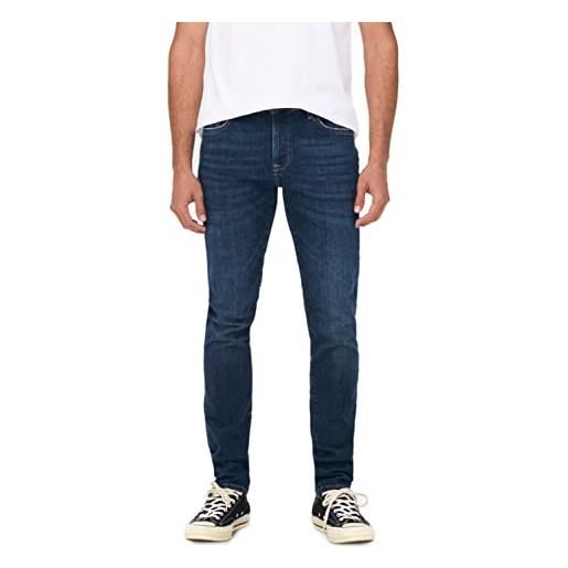 Only & sons onsloom slim dark blue 4514 noos pantaloni, blu jeans scuro, 32w x 32l uomo