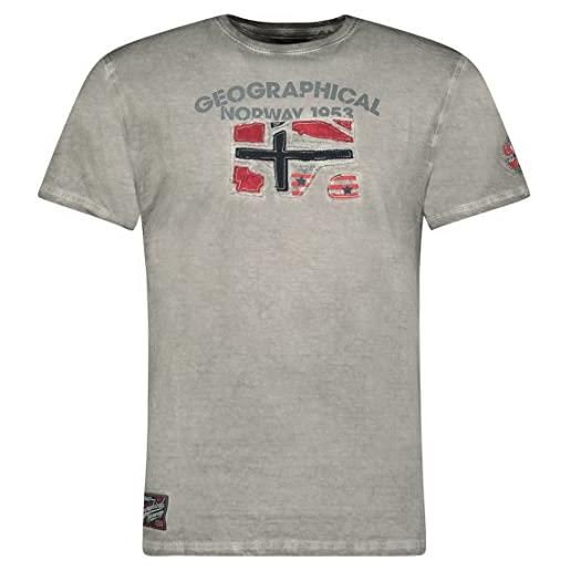 Geographical Norway jotz men - maglietta cotone uomo - t-shirt logo stampa - maniche corte - girocollo scollo regular fit casual stile prodotto grigio misto xl