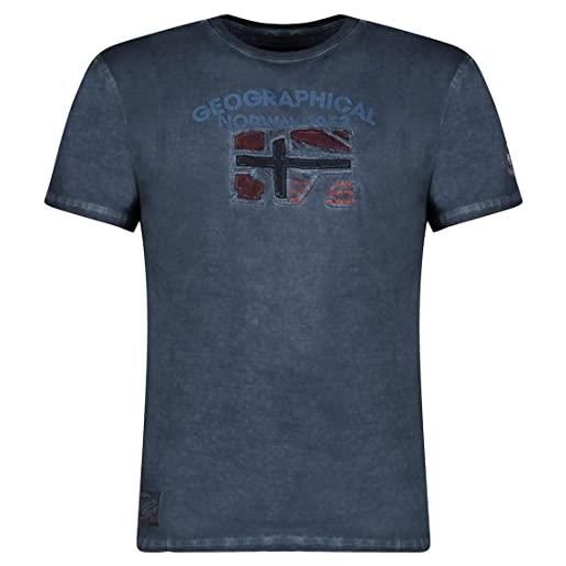 Geographical Norway jotz men - maglietta cotone uomo - t-shirt logo stampa - maniche corte - girocollo scollo regular fit casual stile prodotto blu marino 3xl