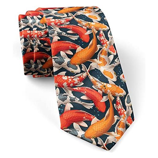 IKIKI-TECH skinny slim fashion cravatta per gli uomini, novità conversational neckwear cravatte (koi carps pattern), come mostrato, large
