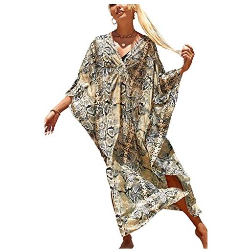 RANMEY donne vestito maxi robe camera indossare notte vestito corpo coprire coprire costume da bagno gonna lunga spiaggia camicetta bikini protezione solare bikini coprire (stampa serpente 141*124cm）