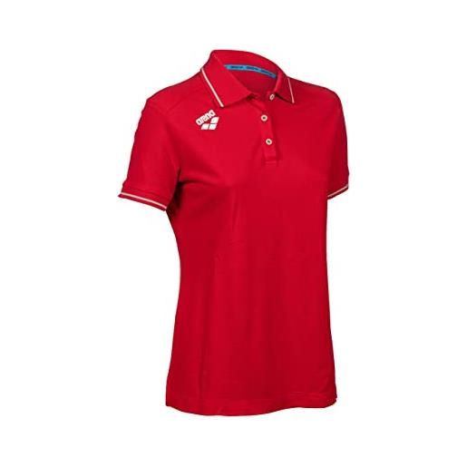 ARENA team polo da donna in cotone tinta unita t-shirt, rosso, m