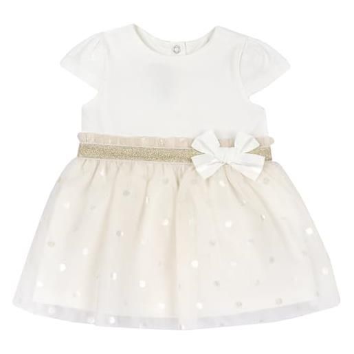 Chicco, vestito per neonata con tulle e fantasia pois, bianco, 12 mesi