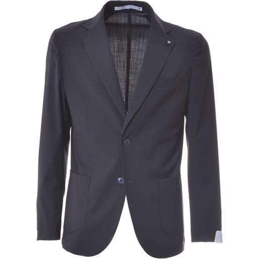 Herman & Sons giacca blu scuro monopetto con spacchi laterali