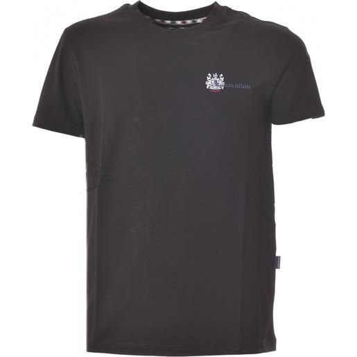 AQUASCUTUM t-shirt nera logo in contrasto