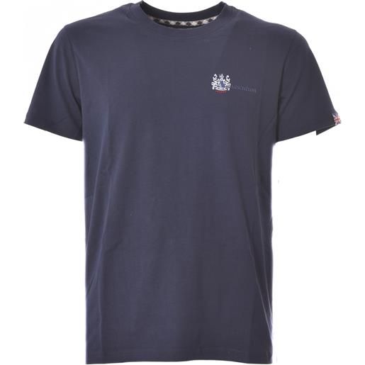 AQUASCUTUM t-shirt blu navy logo in contrasto