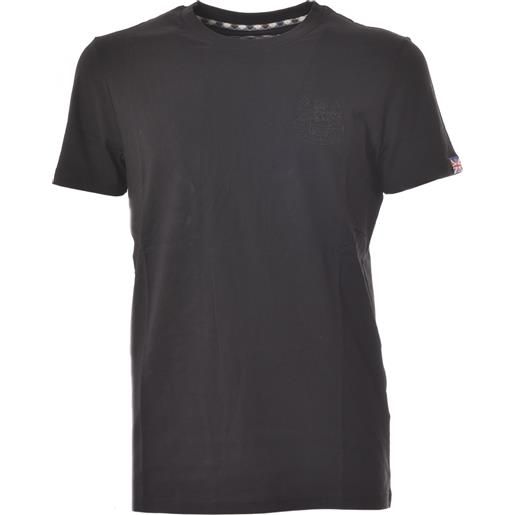 AQUASCUTUM t-shirt nera logo in rilievo