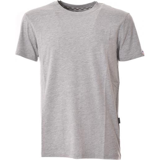 AQUASCUTUM t-shirt grigio melange logo in rilievo