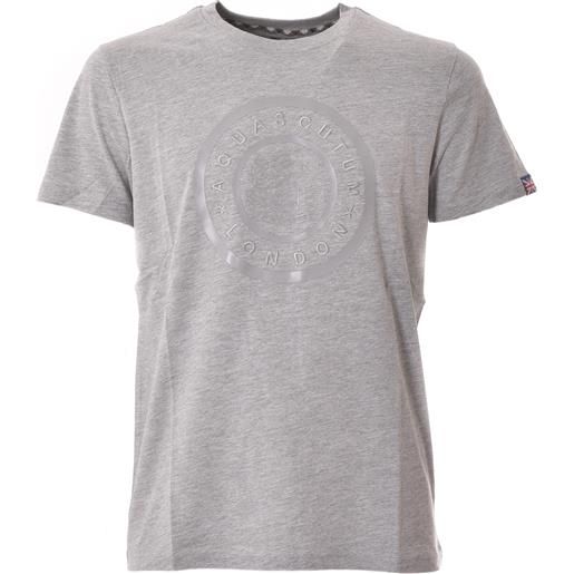 AQUASCUTUM t-shirt grigio melange con stampa in rilievo