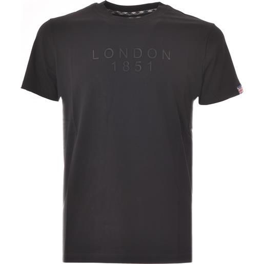 AQUASCUTUM t-shirt nera in cotone con stampe